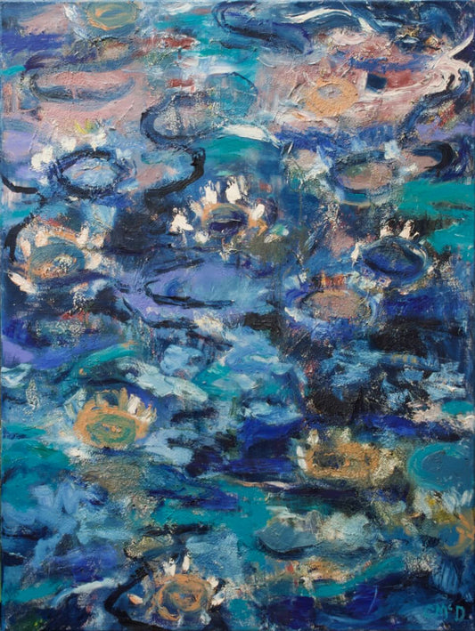 Lily pond - Artist Carol McDermott - large painting