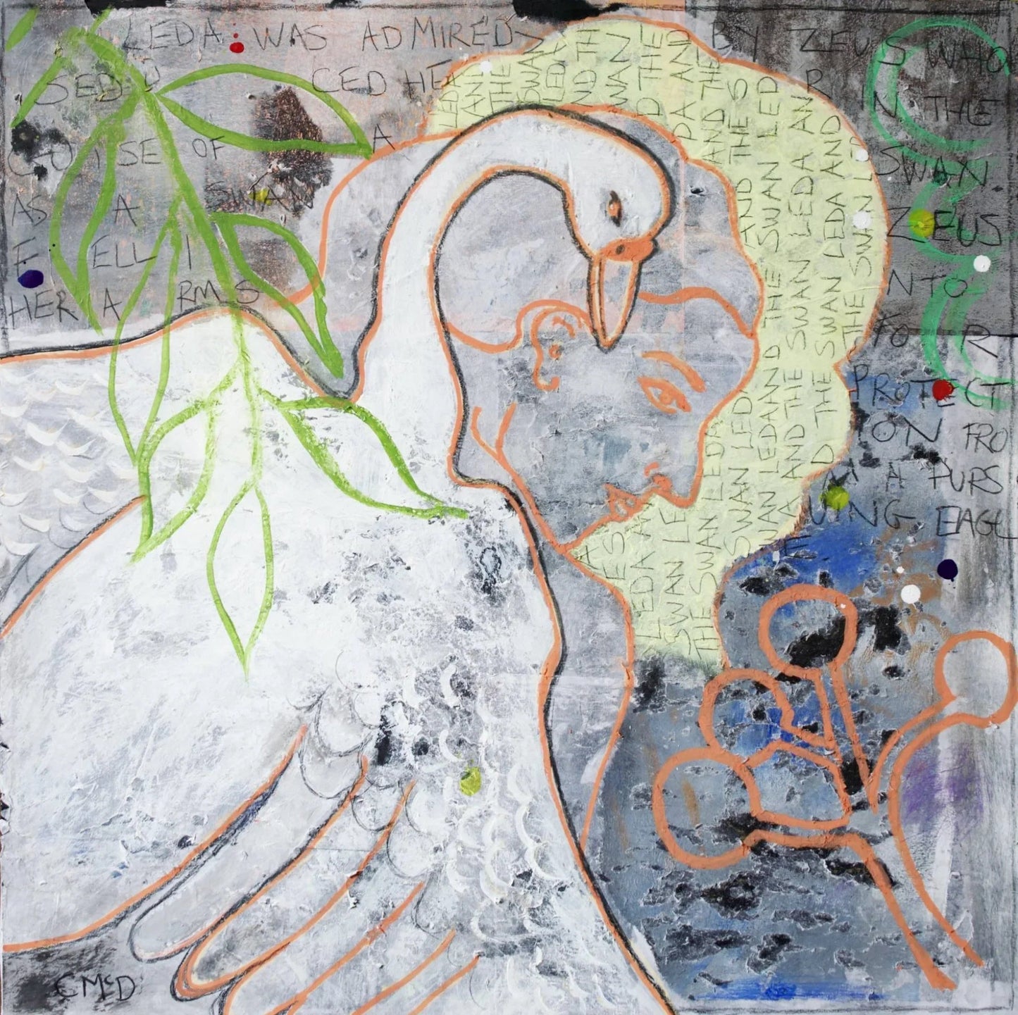 Leda and the sawn - Artist Carol McDermott - Small painting