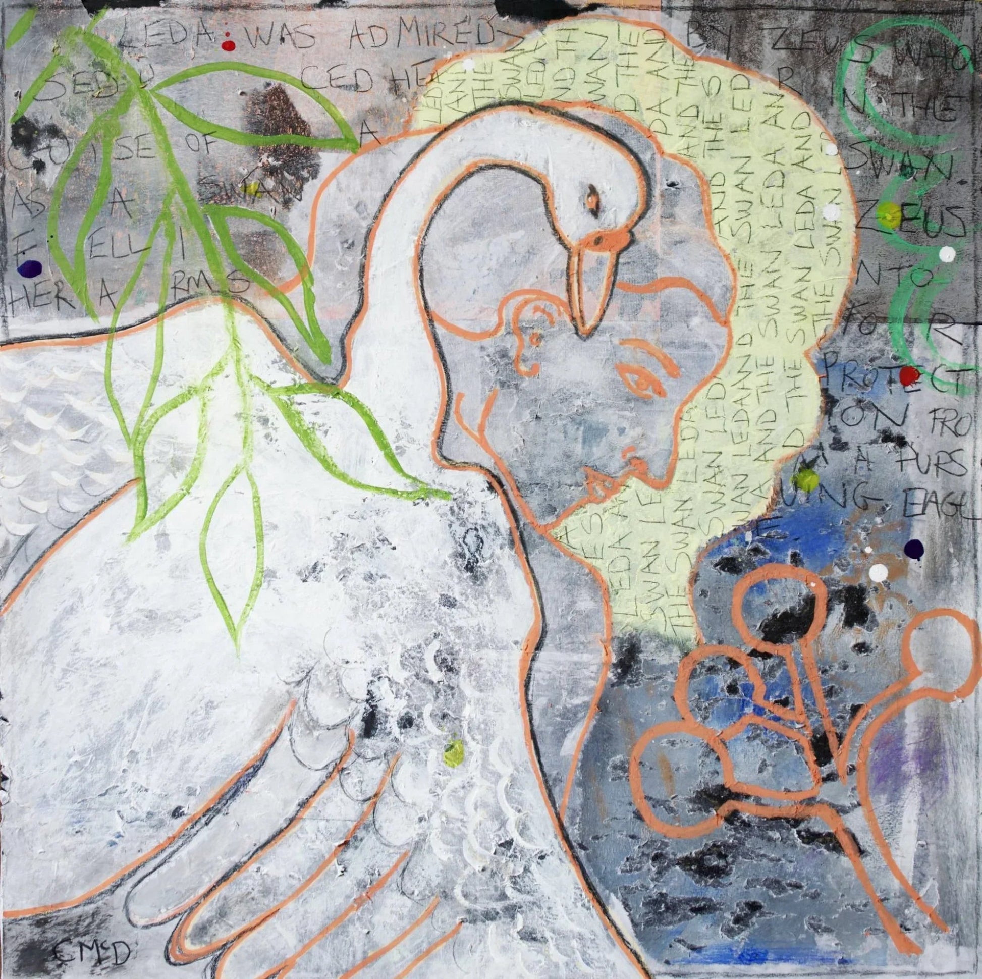 Leda and the sawn - Artist Carol McDermott - Small painting