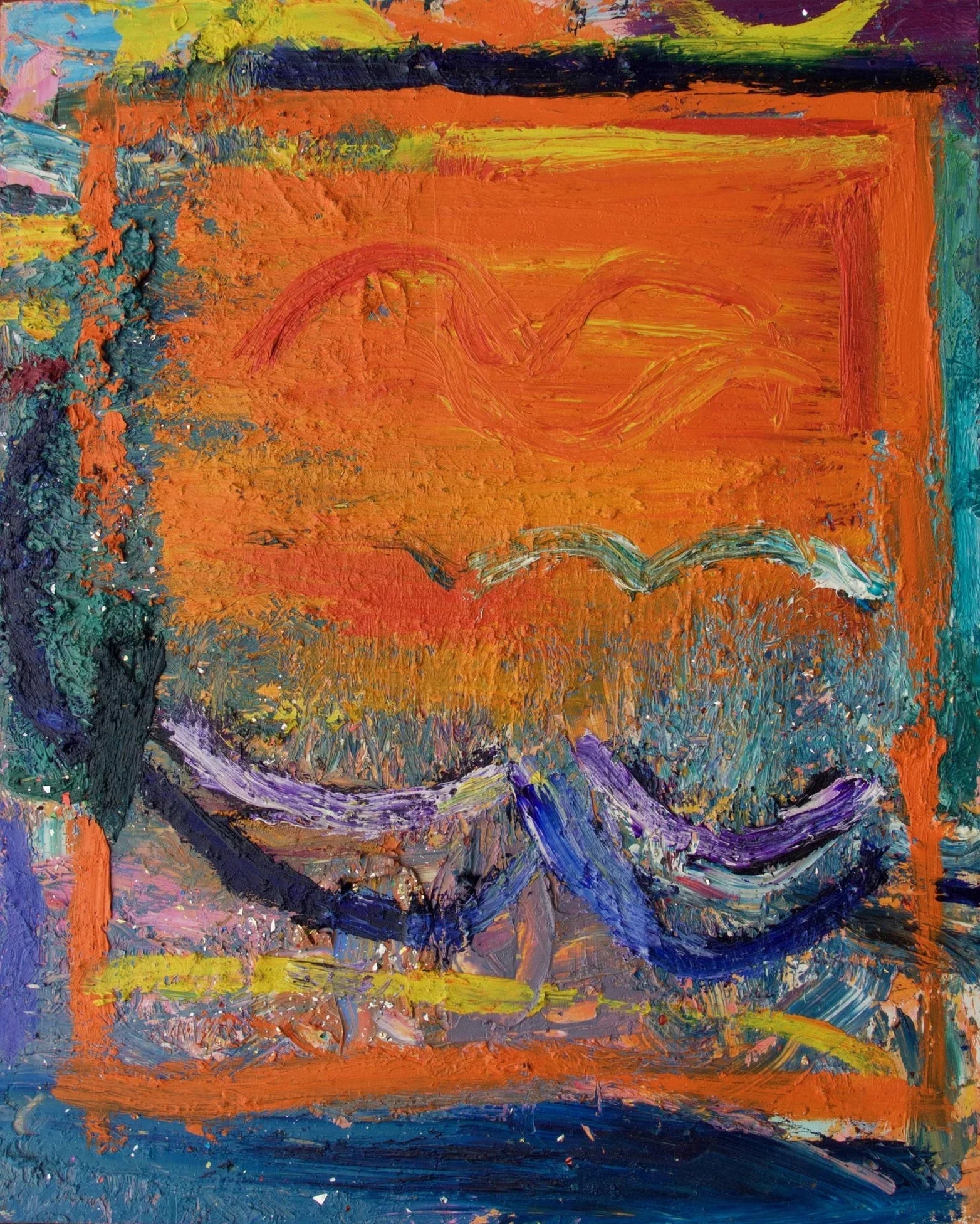 Orange sunset - Artist Carol McDermott - Small painting