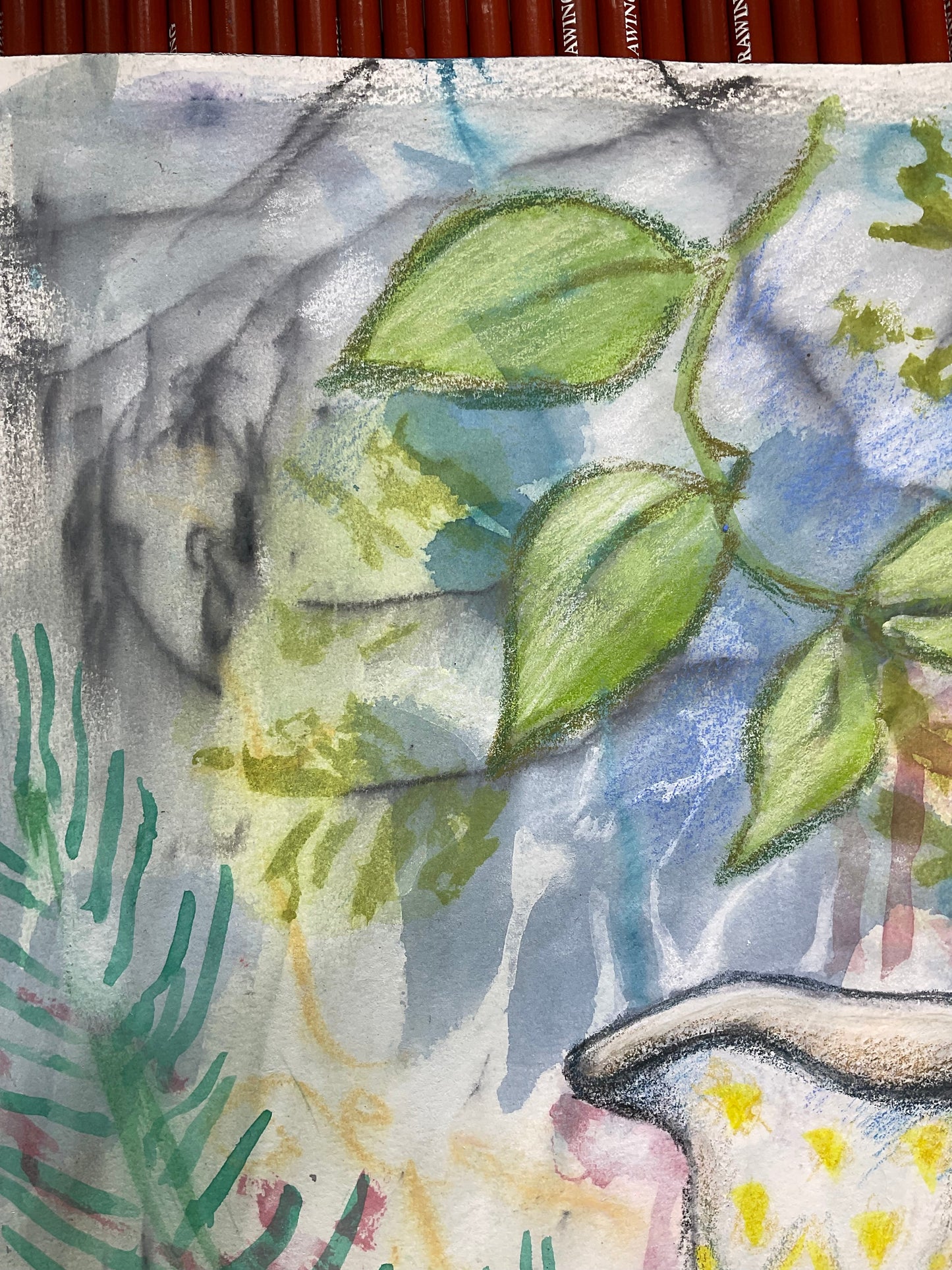 Vase & Garden - Artist Carol McDermott - artwork on paper