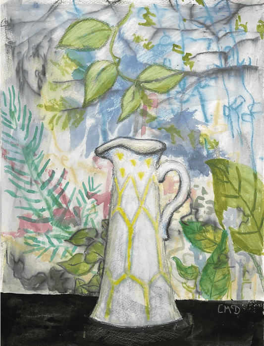 Vase & Garden - Artist Carol McDermott - artwork on paper