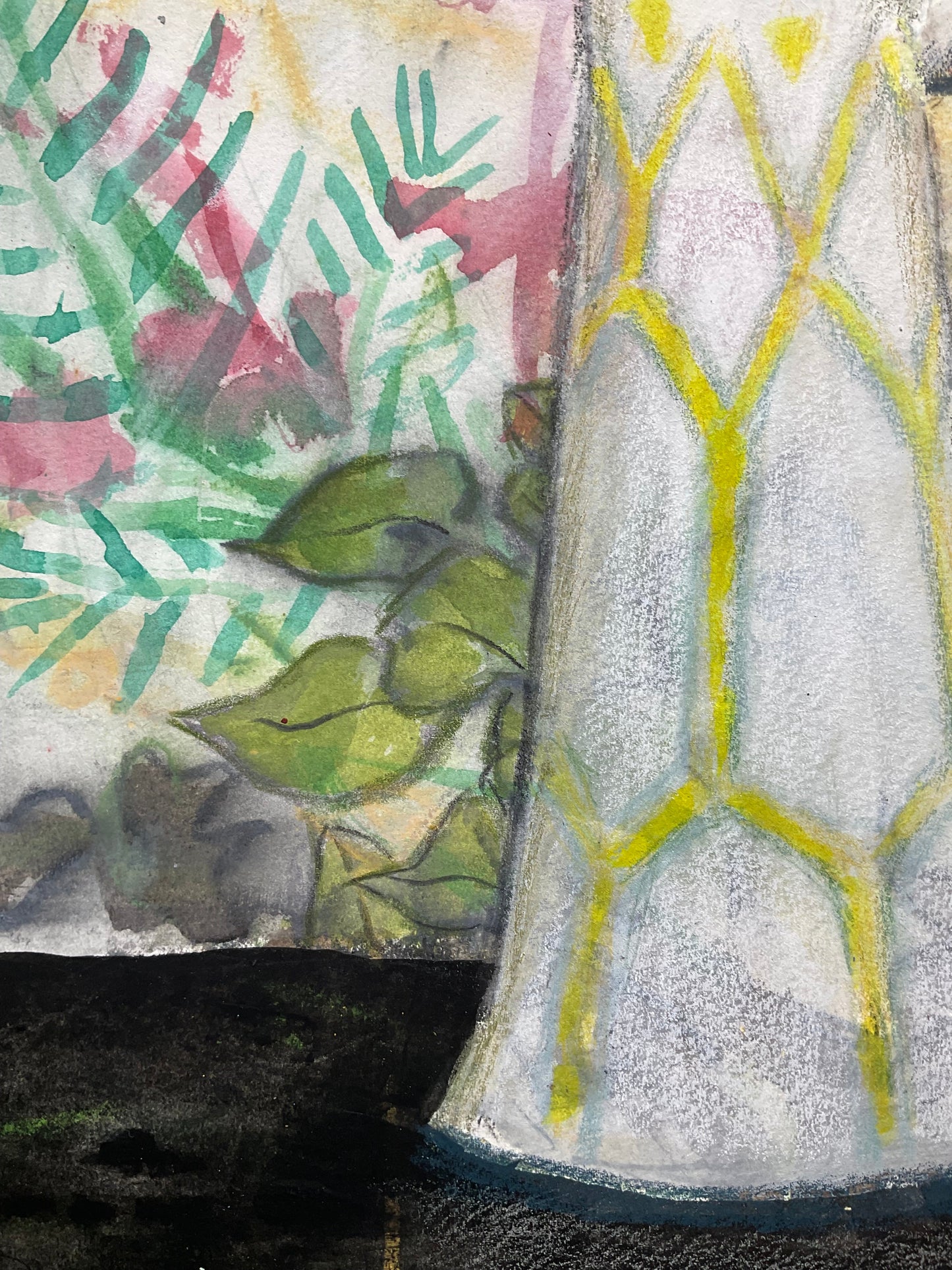 Vase & Garden - Artist Carol McDermott - artwork on paper