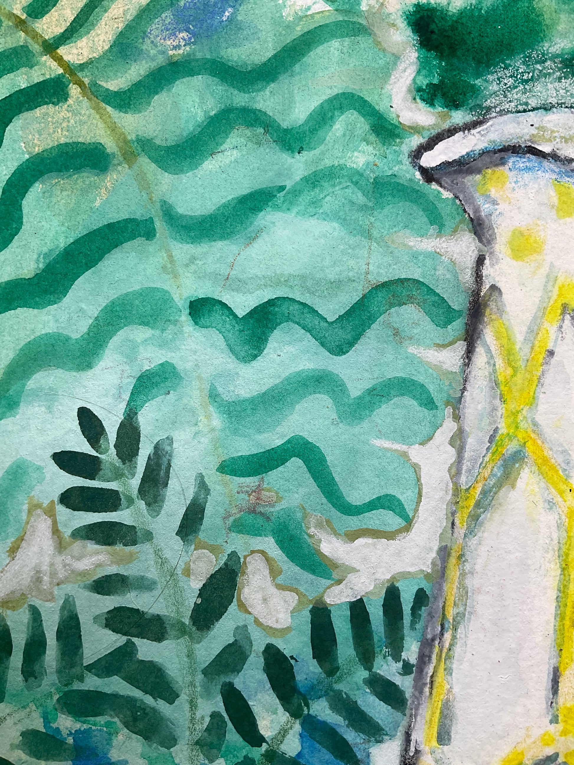 Vase & Leaves - Artist Carol McDermott - artwork on paper