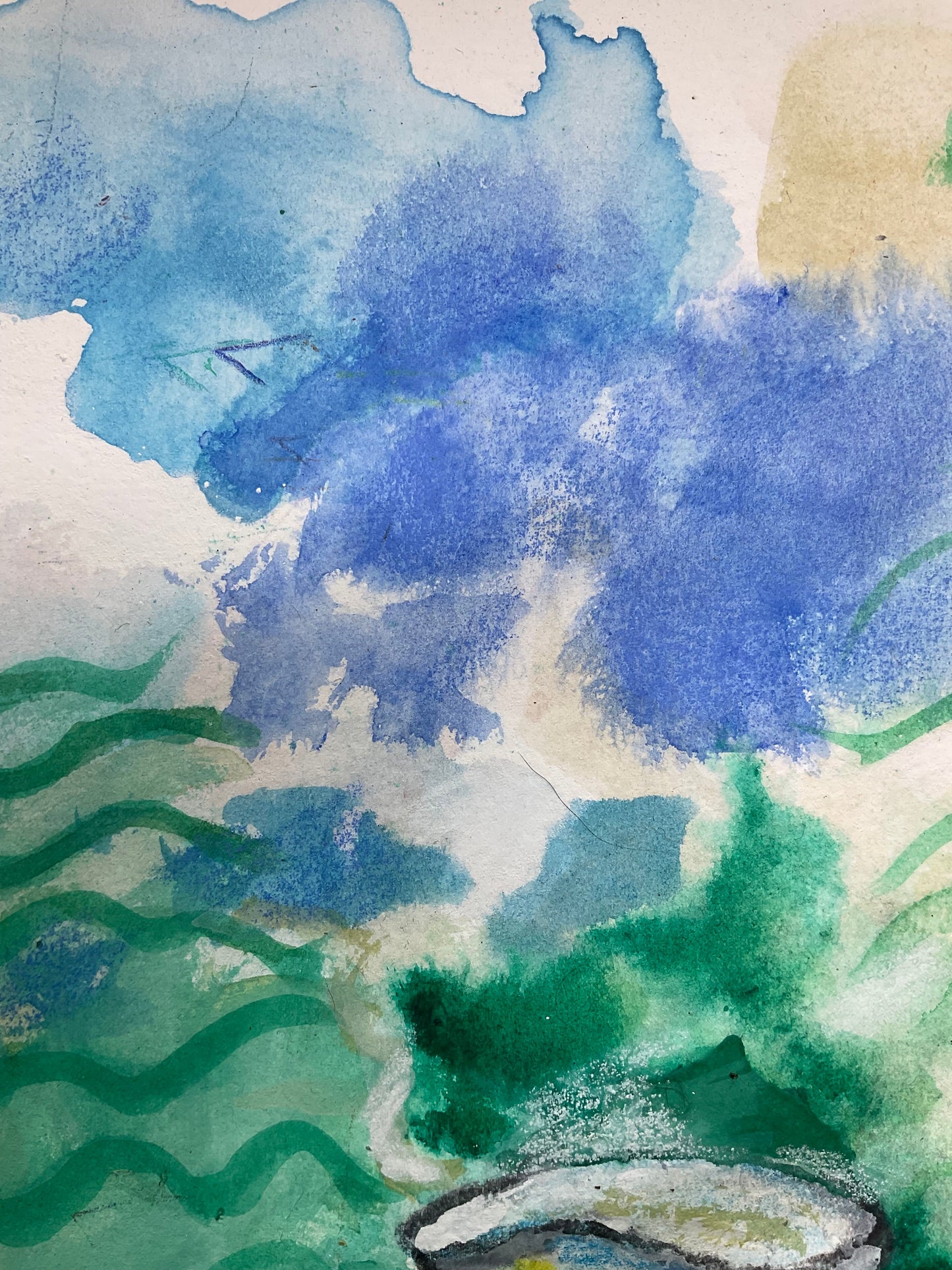 Vase & Leaves - Artist Carol McDermott - artwork on paper