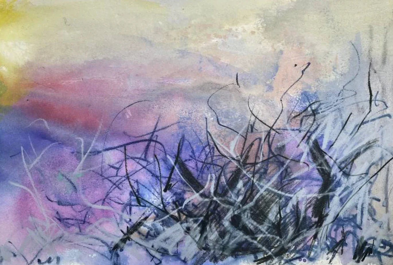 Winter sunset - Artist Carol McDermott - artwork on paper