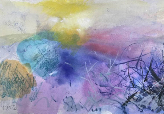 Winter sunset - Artist Carol McDermott - artwork on paper