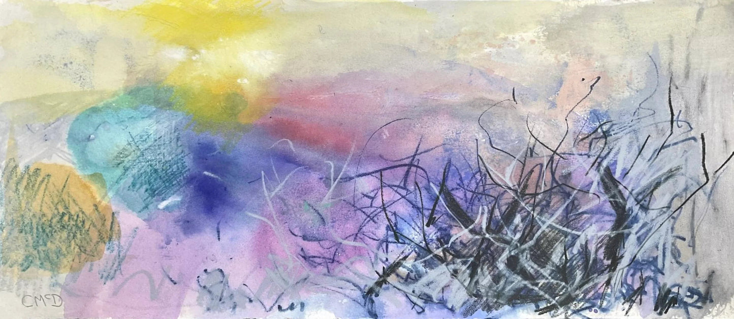 Winter sunset - Artist Carol McDermott - artwork on paper